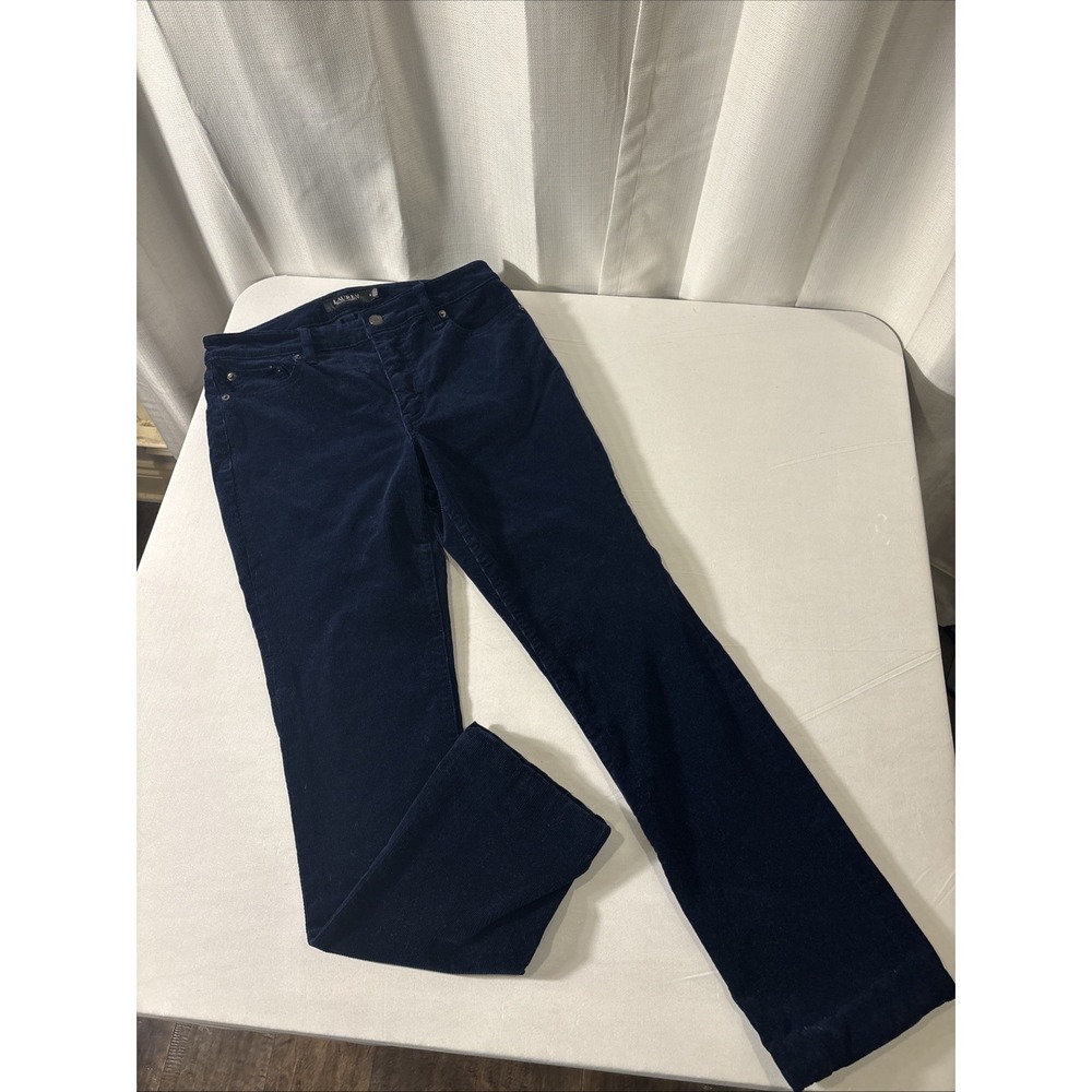 Lauren Ralph Lauren Women's Corduroy Pants Size 6 Navy Blue Straight Leg Soft